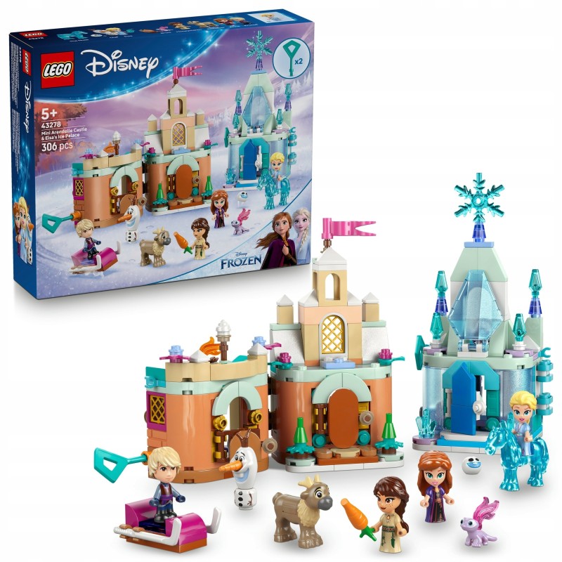 LEGO 43278 Disney - Miniaturowy zamek w Arendelle i lodowy pałac Elzy