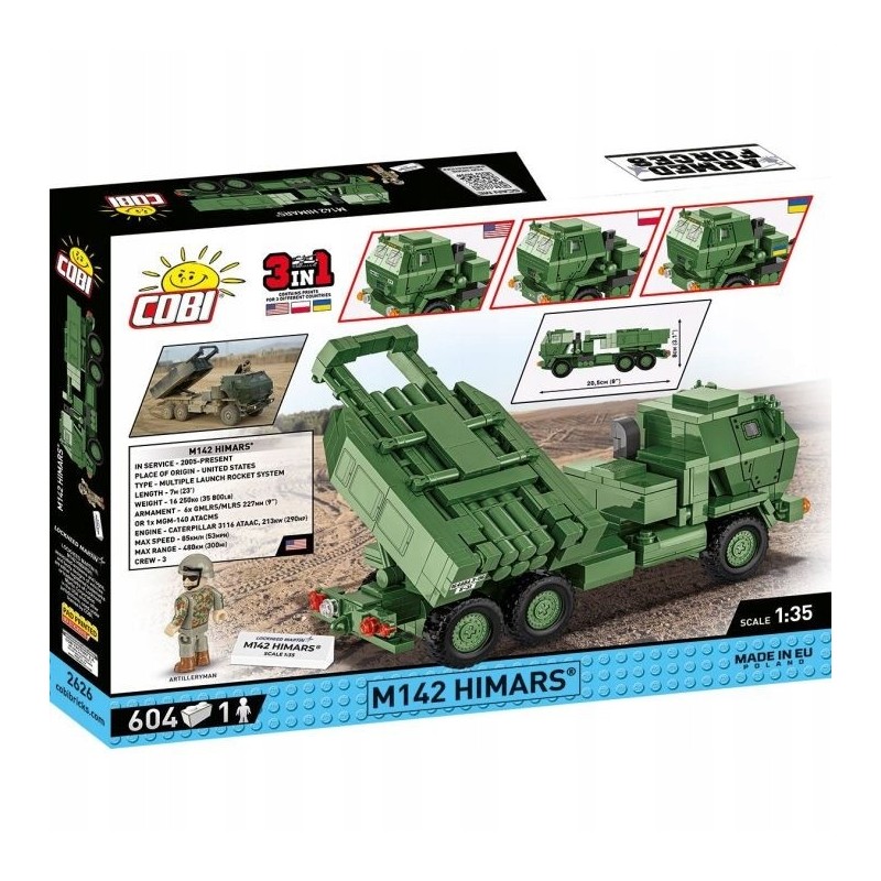 Klocki konstrukcyjne Cobi M142 Himars 604 elementy plastikowe 8 lat+