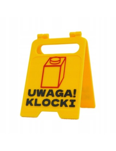 Znak UWAGA! KLOCKI - pomysł NA PREZENT dla FANA KLOCKÓW - zabawny