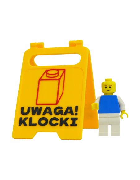 Znak UWAGA! KLOCKI - pomysł NA PREZENT dla FANA KLOCKÓW - zabawny