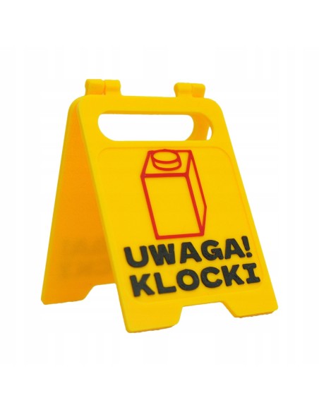 Znak UWAGA! KLOCKI - pomysł NA PREZENT dla FANA KLOCKÓW - zabawny
