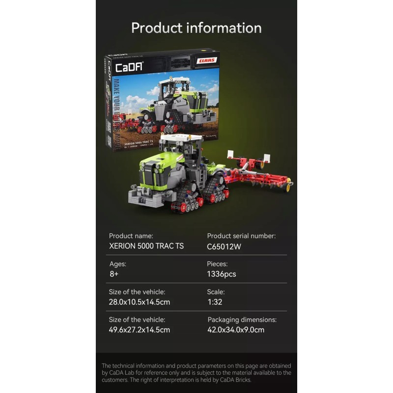 Klocki Cada Traktor CLAAS XERION 5000 Trac TS 1336 elementów C65012W 1:32