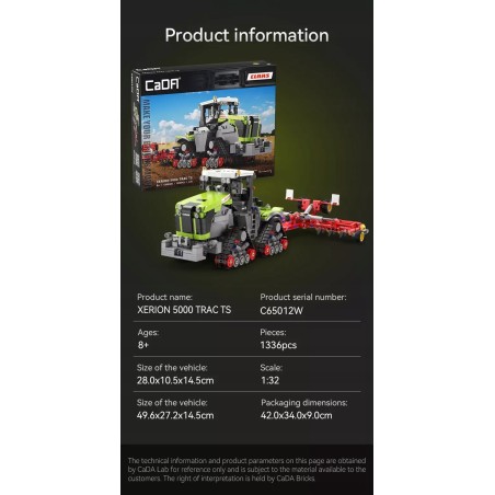 Klocki Cada Traktor CLAAS XERION 5000 Trac TS 1336 elementów C65012W 1:32
