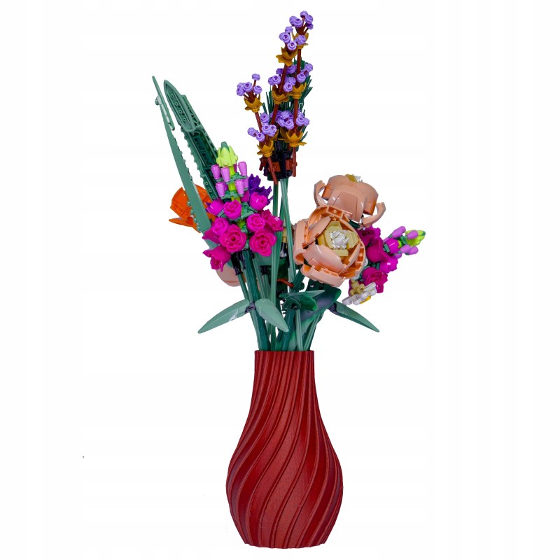 DUŻY wazon falisty na bukiet kwiatów LEGO - czerwona cegła - NA PREZENT