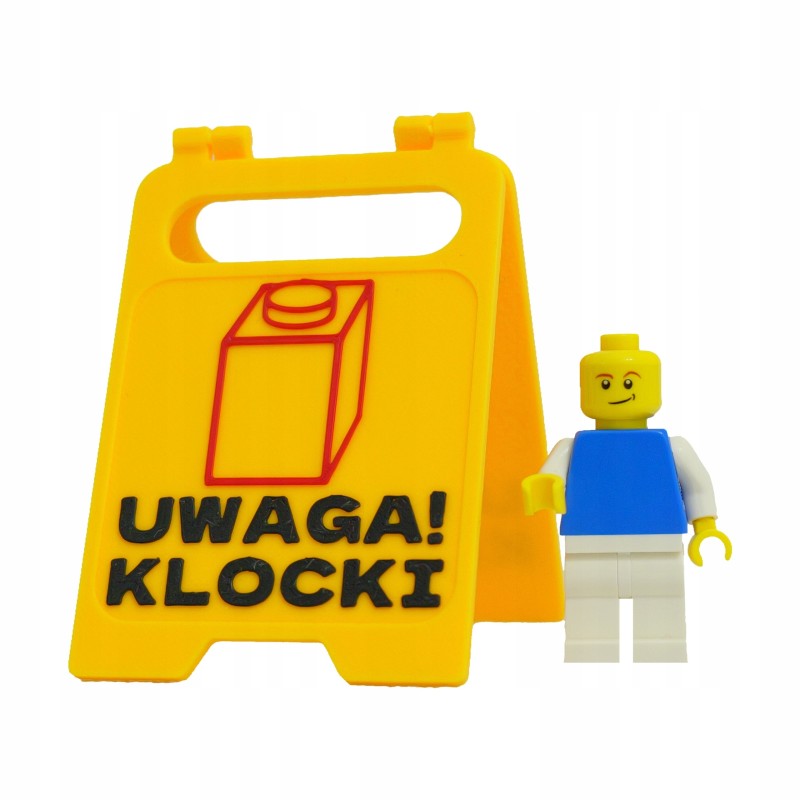 Znak UWAGA! KLOCKI - pomysł NA PREZENT dla FANA KLOCKÓW - zabawny 2