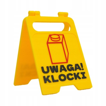 Znak UWAGA! KLOCKI - pomysł NA PREZENT dla FANA KLOCKÓW - zabawny